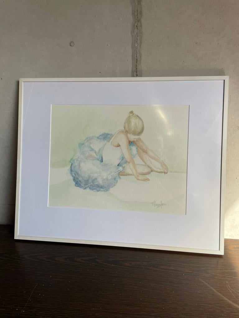 Aquarel ballerina schilderij, Ophalen of Verzenden