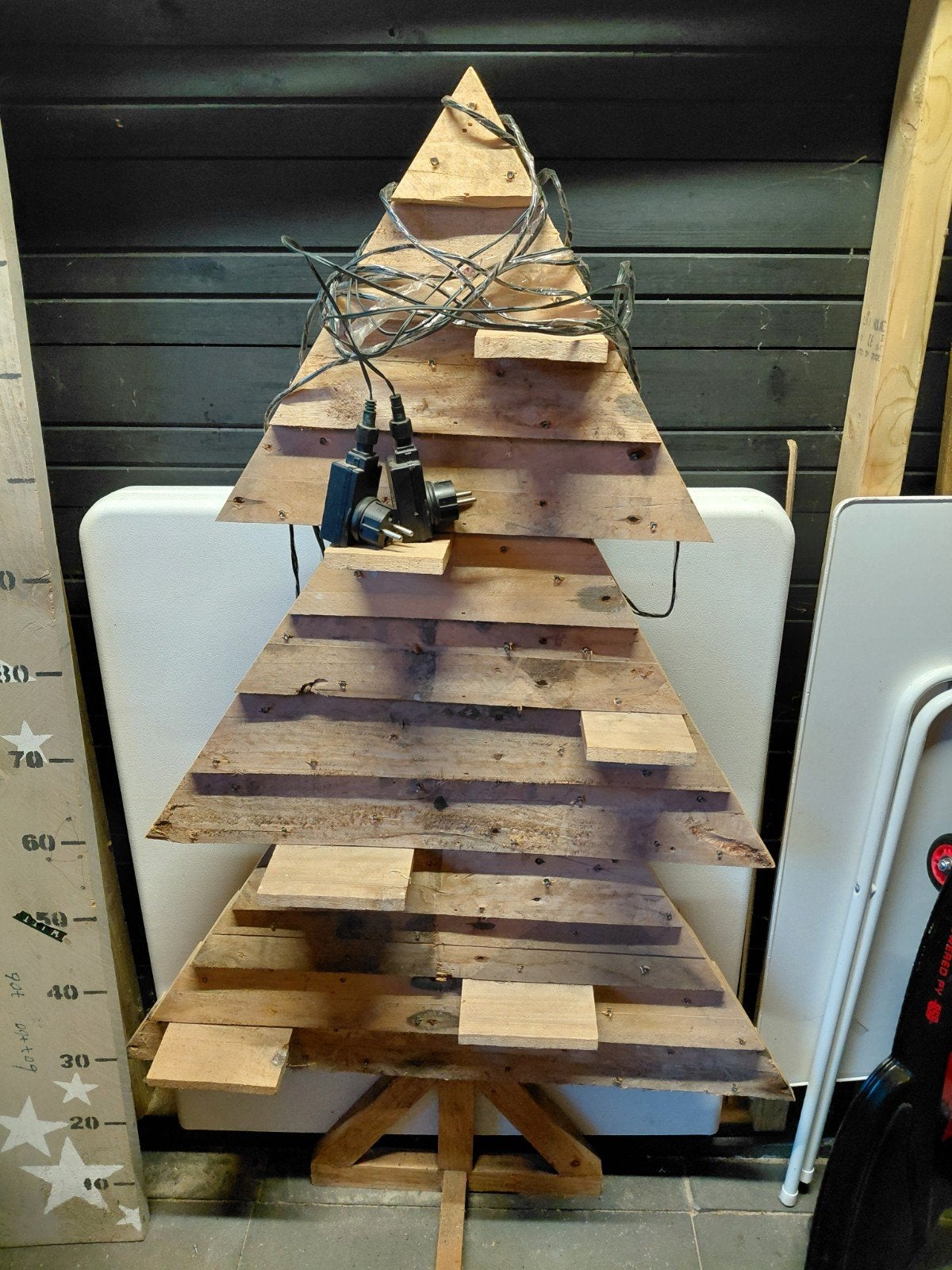 houten kerstboom met lichtjes, Diversen, Kerst, Ophalen