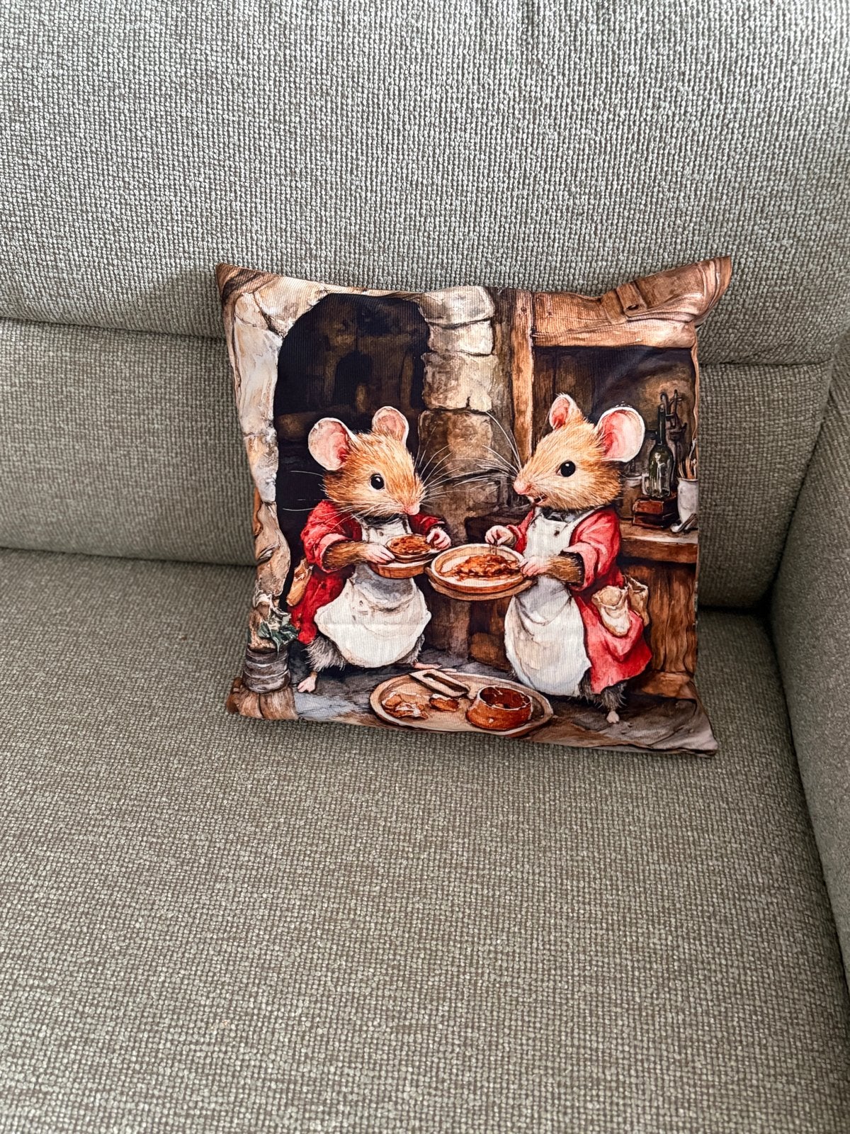 Nieuw Velours kussen 40x40  Brambly Muizen met binnenkussen, Meerkleurig, Vierkant, Nieuw, Inclusief binnenkussen