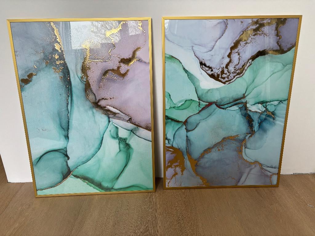 2x IKEA LOMVIKEN lijsten 50x70 goud, 50 tot 75 cm, Metaal of Aluminium, Ophalen of Verzenden, Zo goed als nieuw