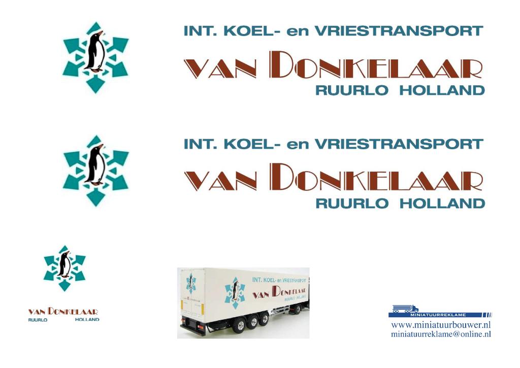 Vrachtauto decal 1:50 Van Donkelaar Ruurlo ( trailer ), Verzenden, Nieuw, Bus of Vrachtwagen, Overige merken