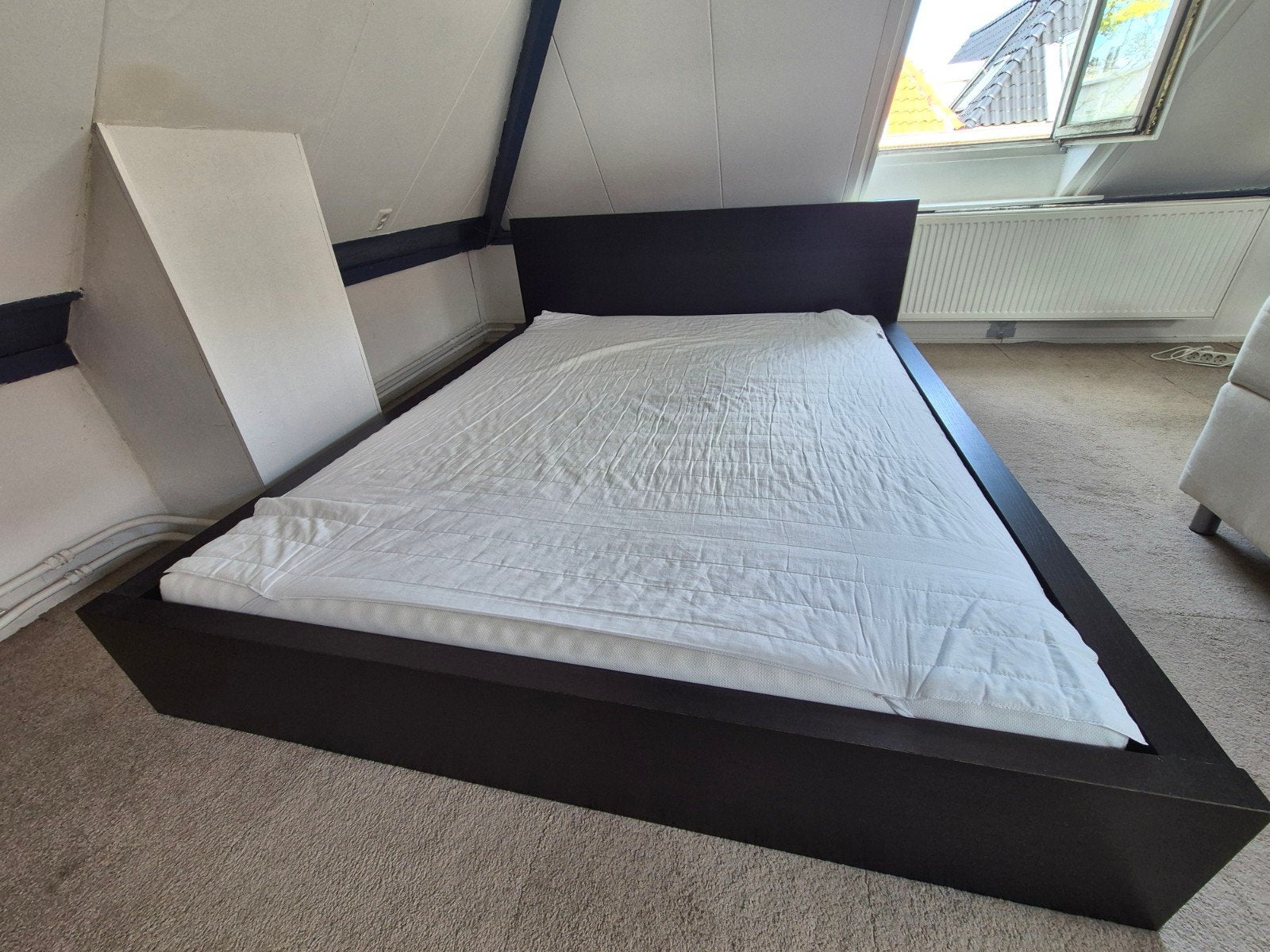 SNEL WEG - IKEA MALM bed 160 x 200 zwart - Inclusief matras, Ophalen, Gebruikt, Zwart, Tweepersoons