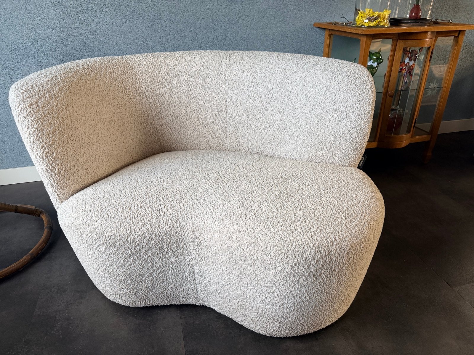 Moderne Bouclé Fauteuil - Crème Wit, Huis en Inrichting, Ophalen, Zo goed als nieuw, Stof, 75 tot 100 cm