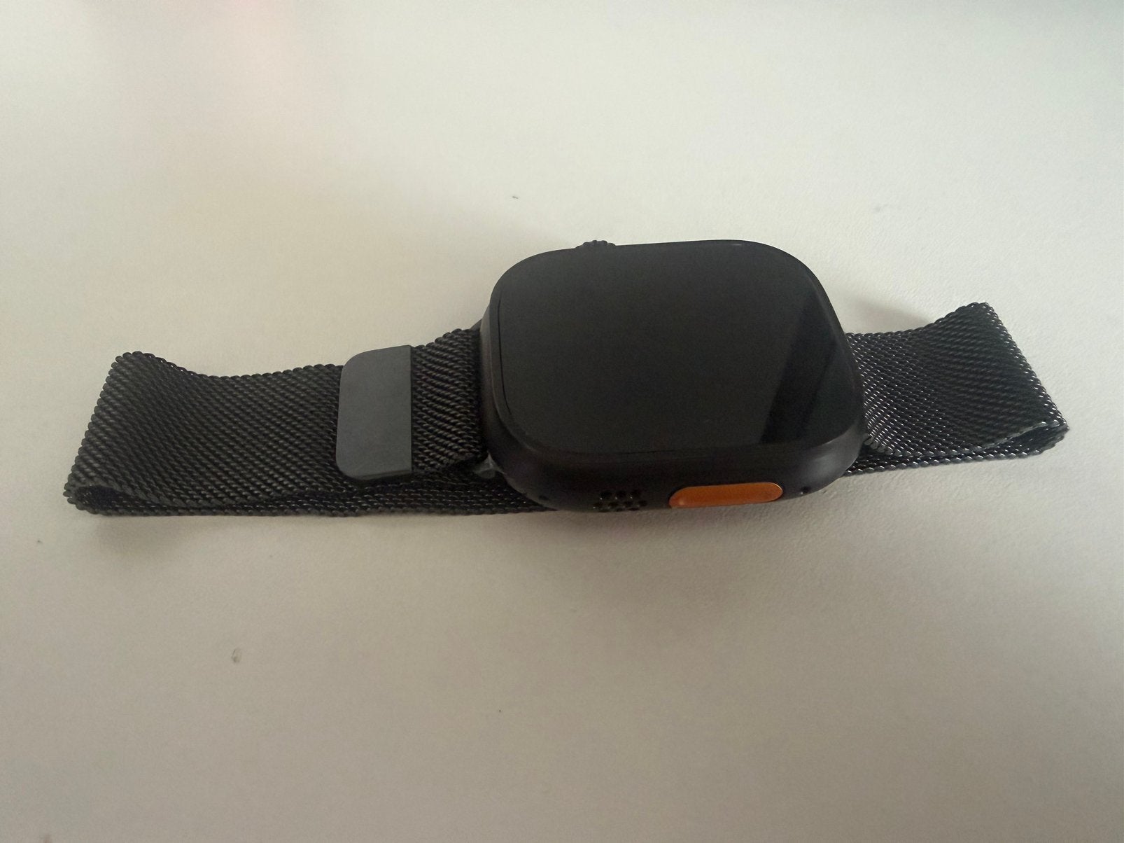 Appel Watch Ultra 2 49mm Cellulair met L Milanese armband, Ophalen, Zwart, IOS, Zo goed als nieuw