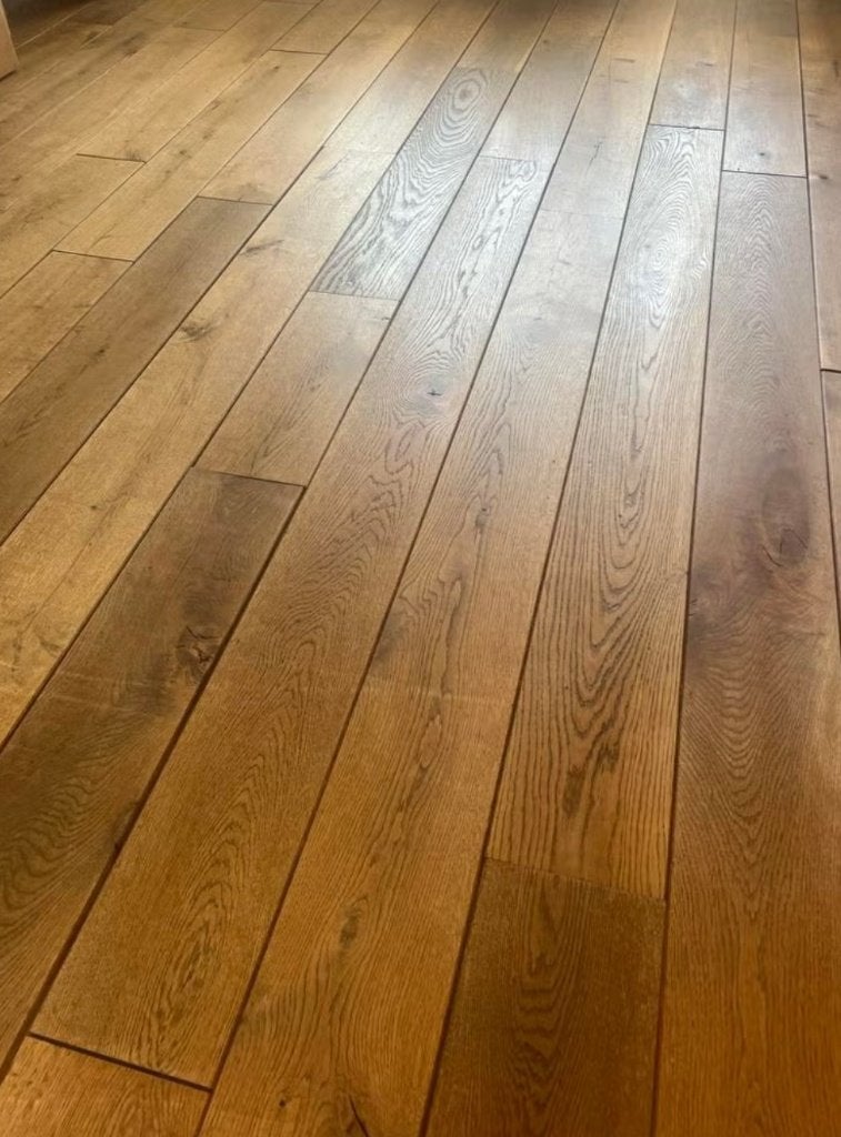 Massief eiken vloer 2 cm dik veer en groef 35 m2, Doe-het-zelf en Verbouw, Ophalen, Gebruikt, Vloerdelen of -planken, 10 m² of meer