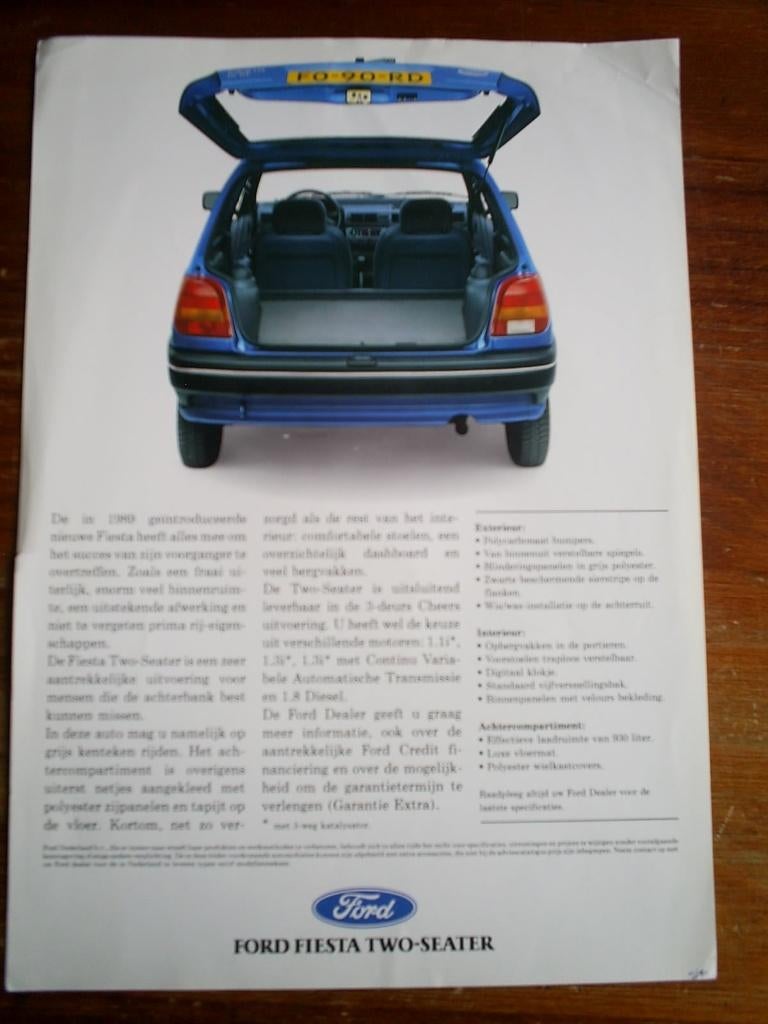 Ford Fiesta Two Seater, Verzenden, Zo goed als nieuw, Ford