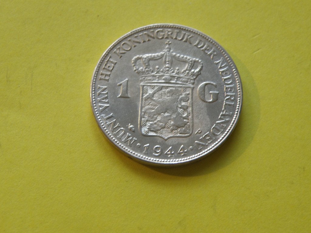 Nederland 1 gulden 1944 P zilver (letters lopen niet door), Postzegels en Munten, 1 gulden, Verzenden, Zilver, Koningin Wilhelmina