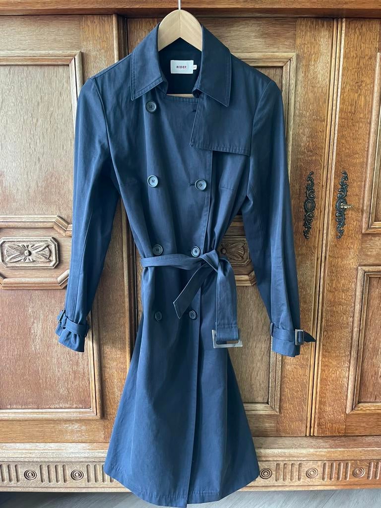Rodier trenchcoat donkerblauw, Kleding | Dames, Ophalen of Verzenden, Zo goed als nieuw, Maat 38/40 (M), Blauw