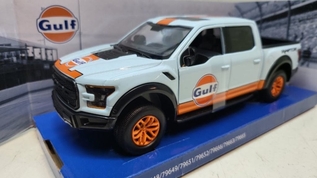 Ford F-150 Raptor, 2017, Gulf, Hobby en Vrije tijd, Modelauto's | 1:24, Overige typen, Motormax, Motormax, Nieuw