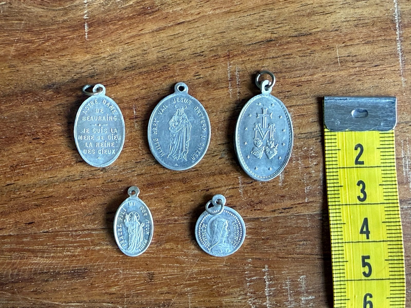 Set van 5 Antieke Religieuze Medailles, Antiek en Kunst, Ophalen of Verzenden