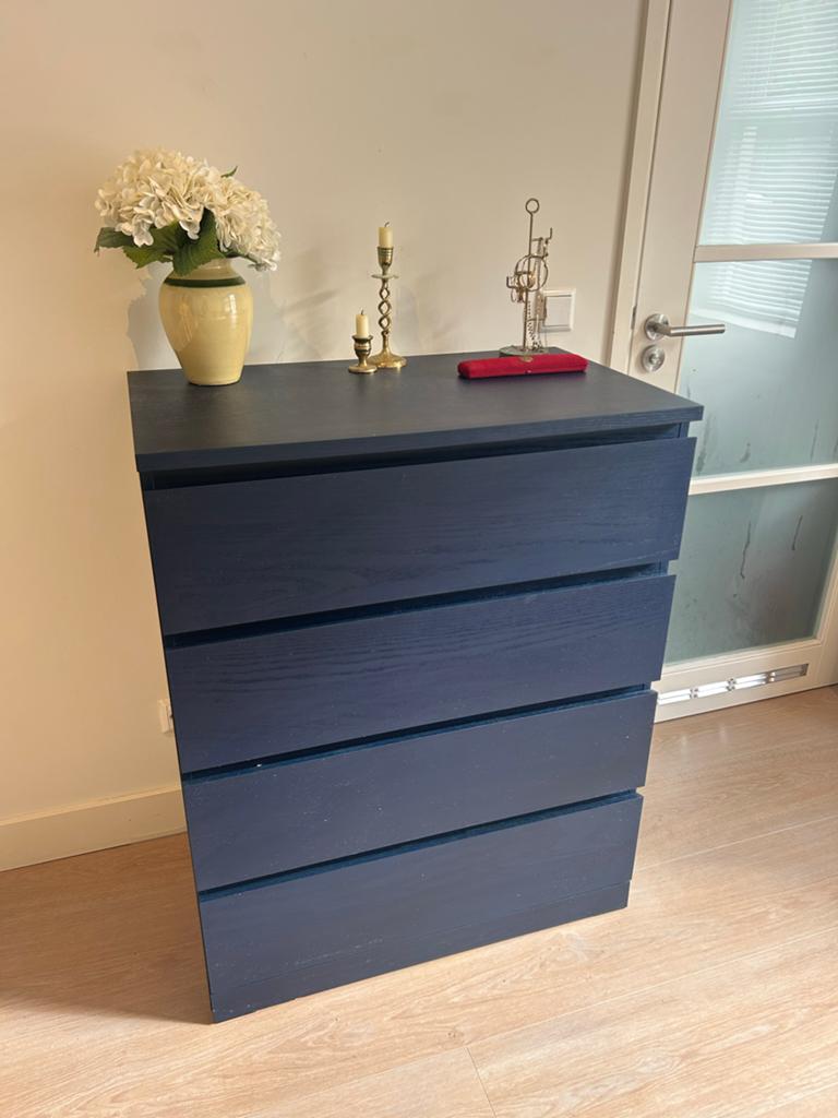 IKEA Ladekast - Donkerblauw Geschilderd, Ophalen, Gebruikt, 100 tot 150 cm, 50 tot 100 cm