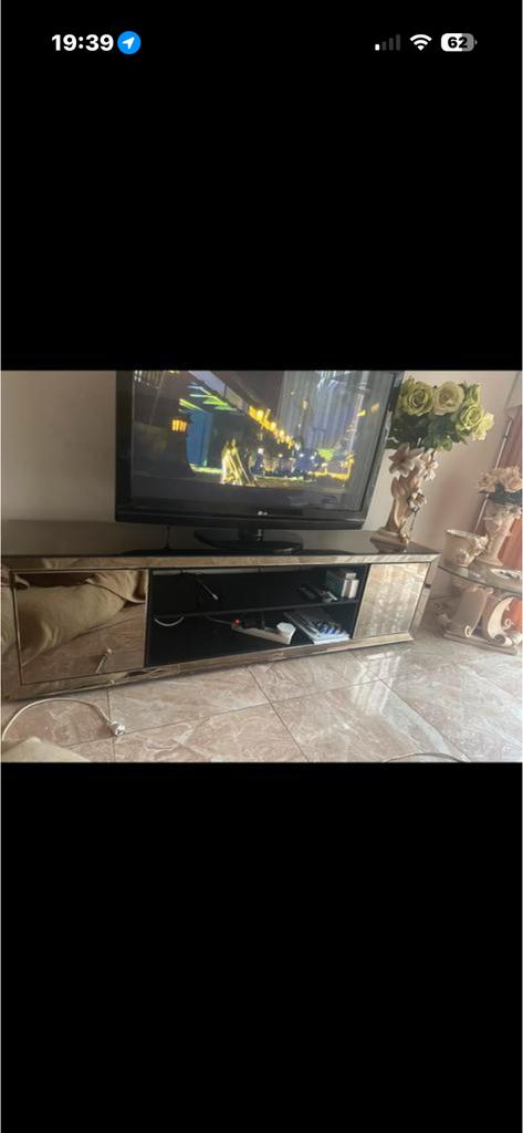 Spiegel meubelen tv meubel sepia goud, Ophalen, Overige materialen, 150 tot 200 cm, Zo goed als nieuw