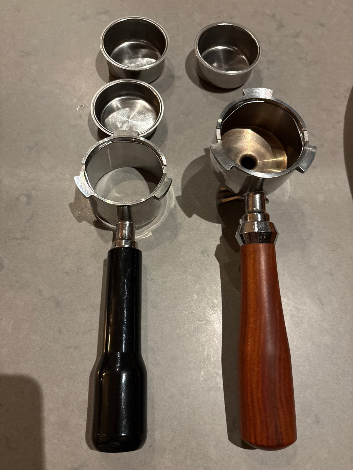 Barista Essentials 51mm Portafilters (Naked & Dubbele Uitloo, Overige typen, Zilver, Ophalen of Verzenden, Zo goed als nieuw