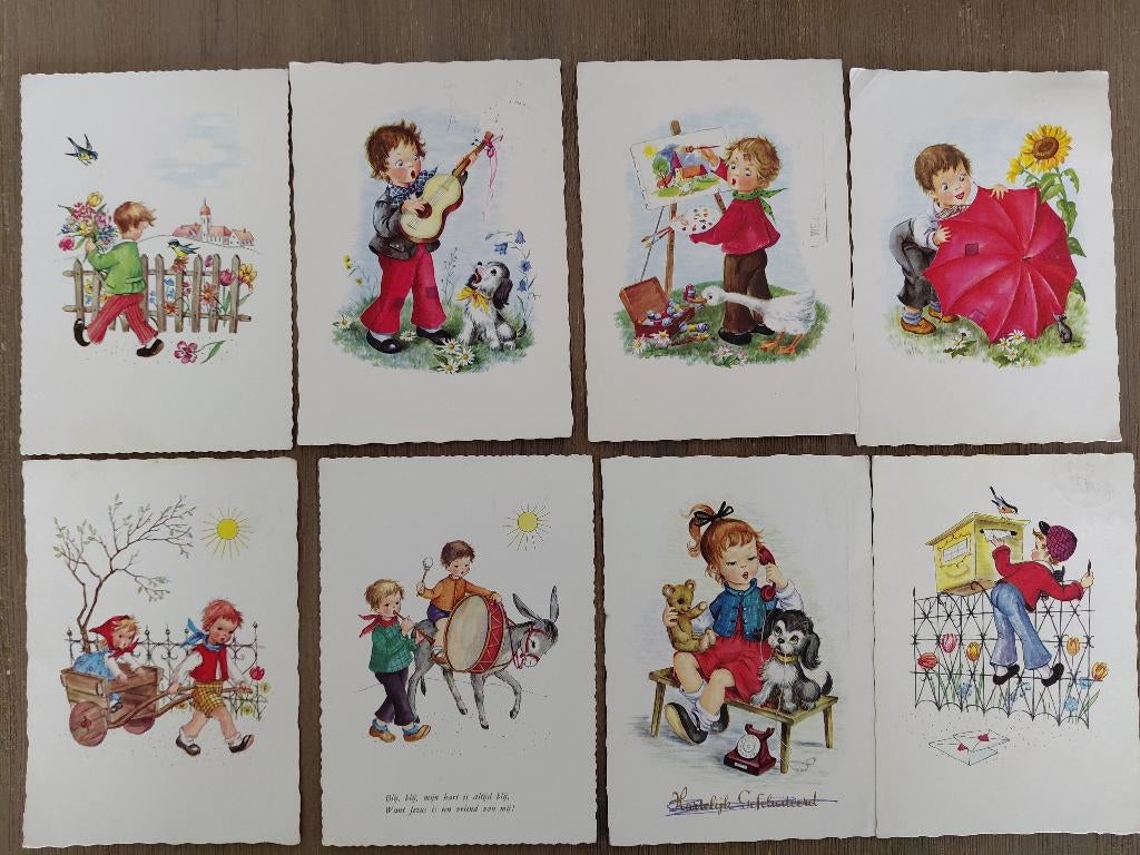 leuke oude kinderkaarten, jaren '60, zie de foto's. gelopen., Verzenden, 1960 tot 1980, Gelopen, Kinderen
