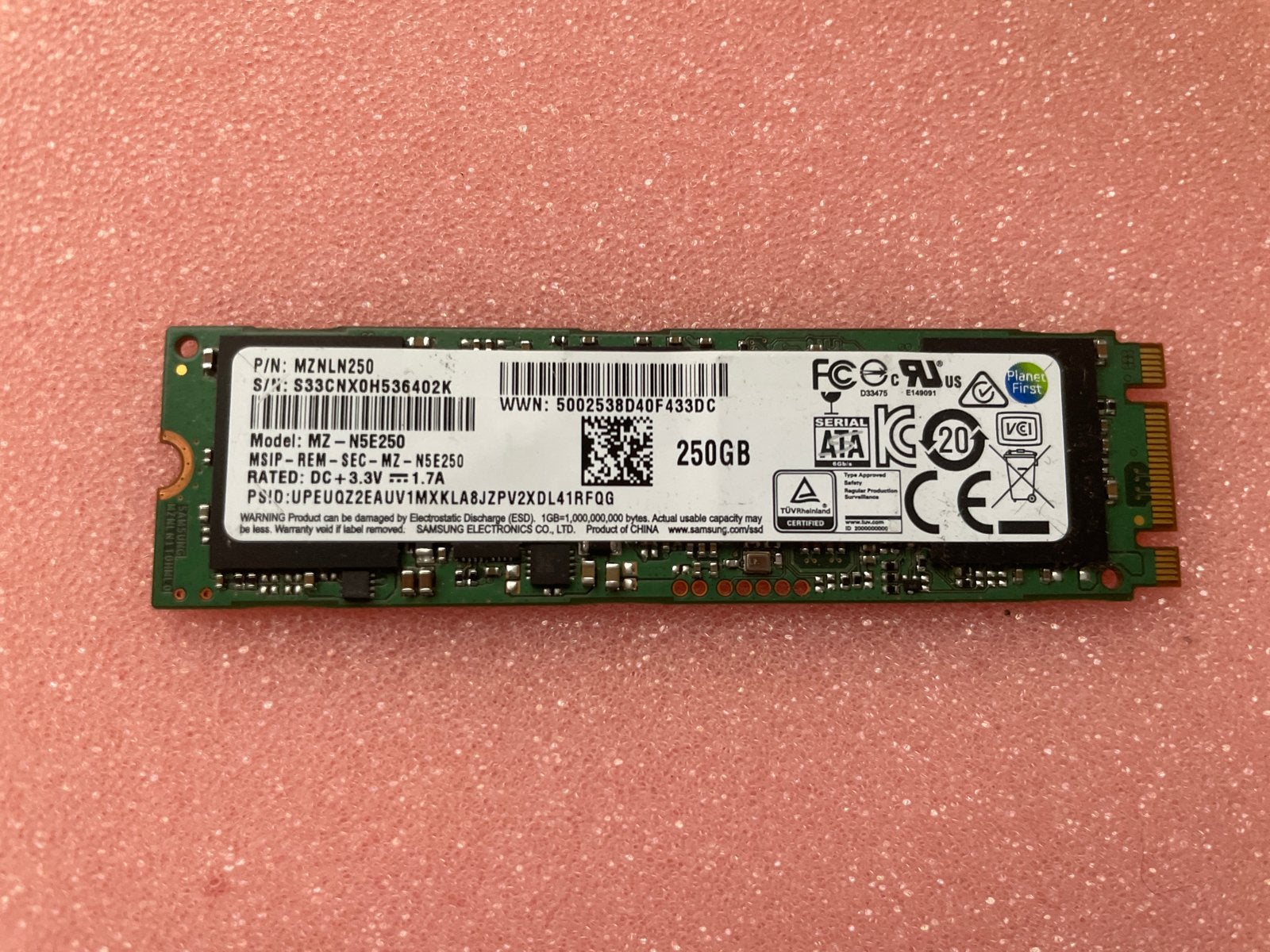 Samsung M.2 SSD 250GB MZNLN250 - Snelle Opslag, Computers en Software, Harde schijven, Intern, Gebruikt, Server, Ophalen of Verzenden