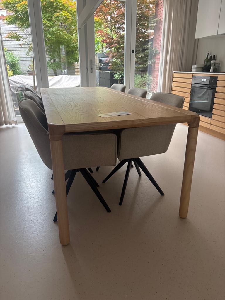 6 draaibare kuipstoelen - Beige stof, Ophalen, Zo goed als nieuw