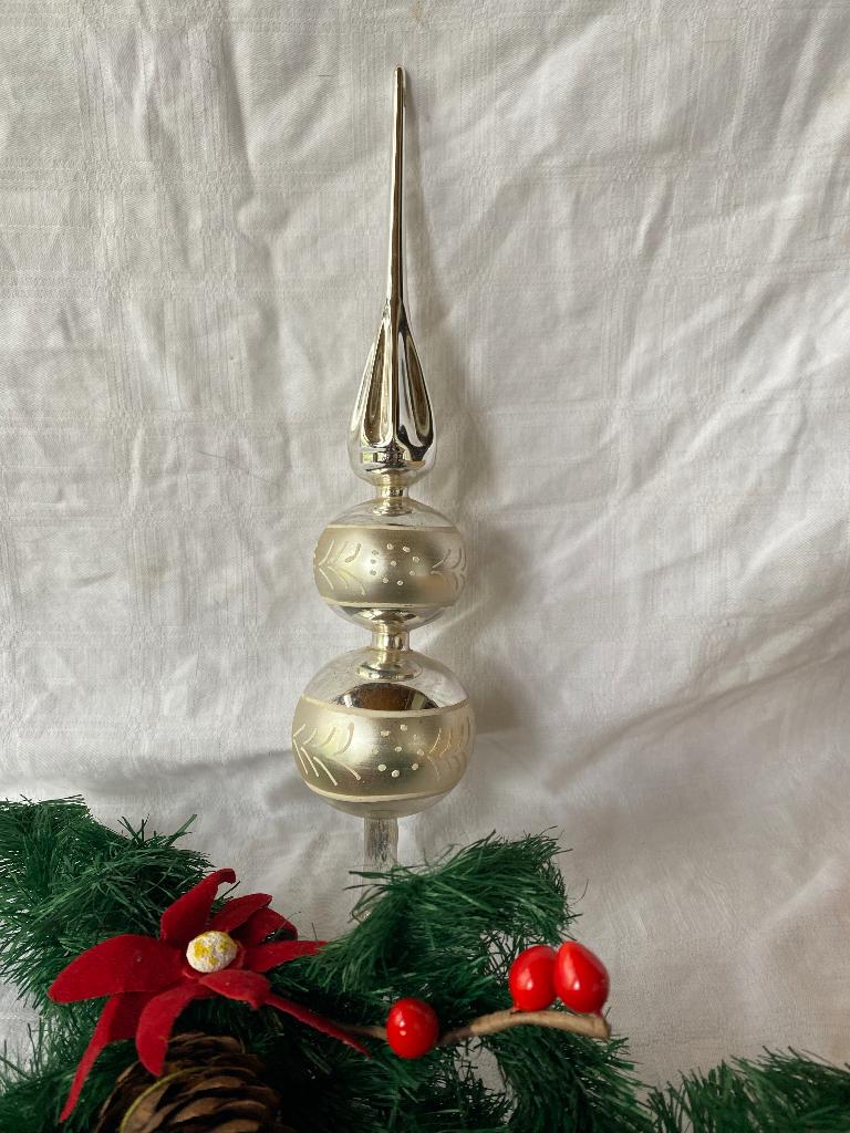 Vintage kerstboompiek glas zilver, Gebruikt, Onbekend, Ophalen of Verzenden, Onbekend