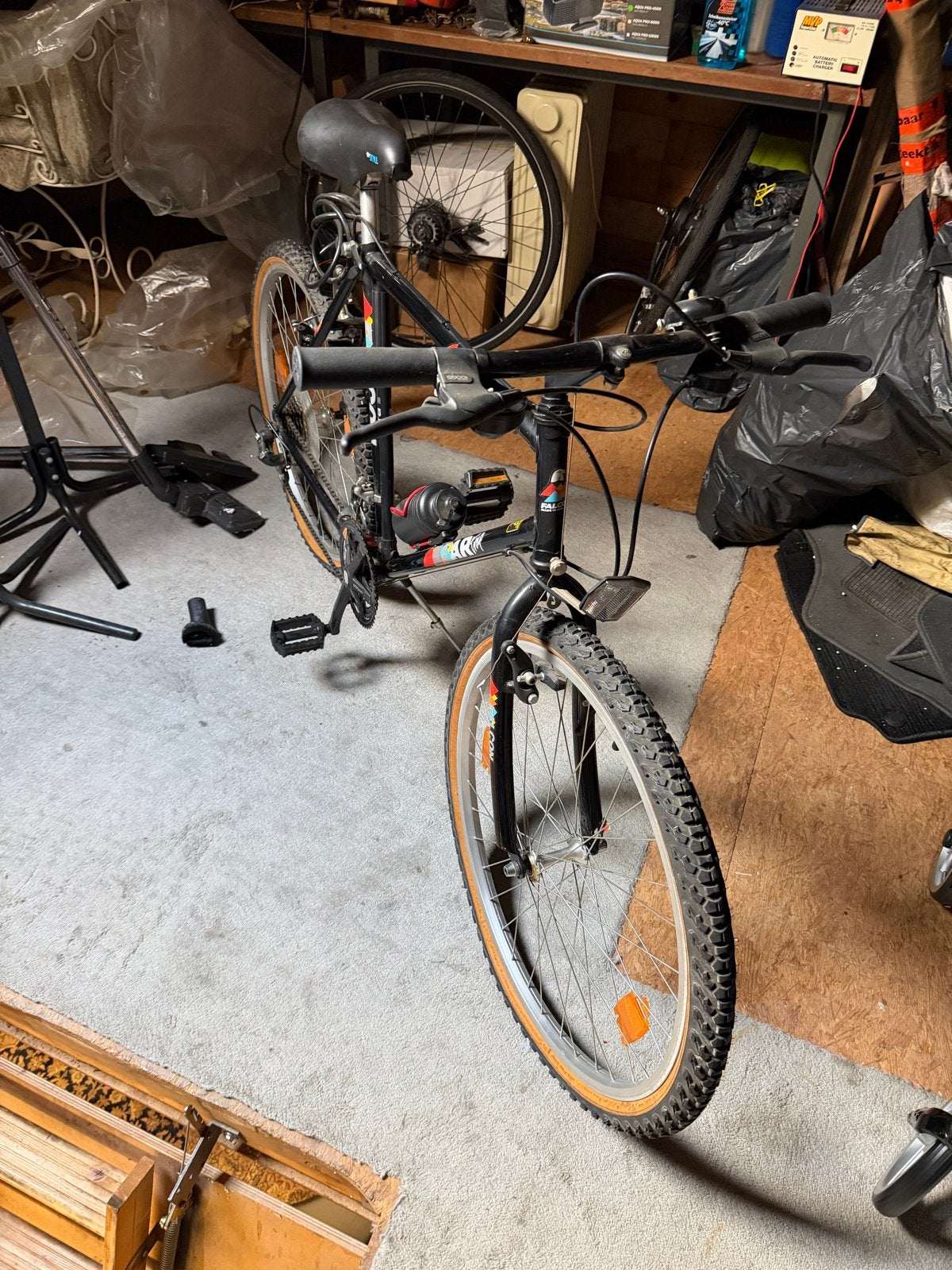 Zwarte mountainbike met Reynolds 500 frame, Gebruikt, Velgrem, Geen vering, Ophalen