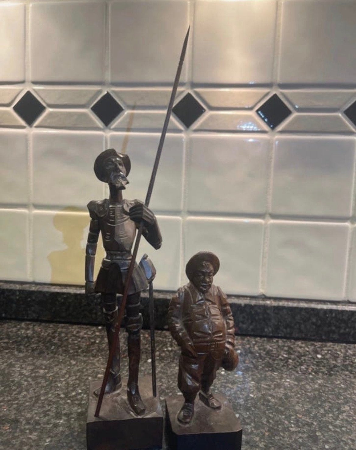 Houtsnijwerk Don Quichot & Sancho Panza jaren '70, Antiek en Kunst, Kunst | Beelden en Houtsnijwerken, Houtsnijwerk, Ophalen of Verzenden