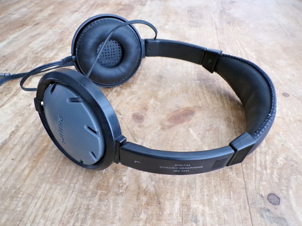 Vintage Philips on-ear koptelefoon type SBC-3365, Philips, On-ear, Ophalen of Verzenden, Zwart