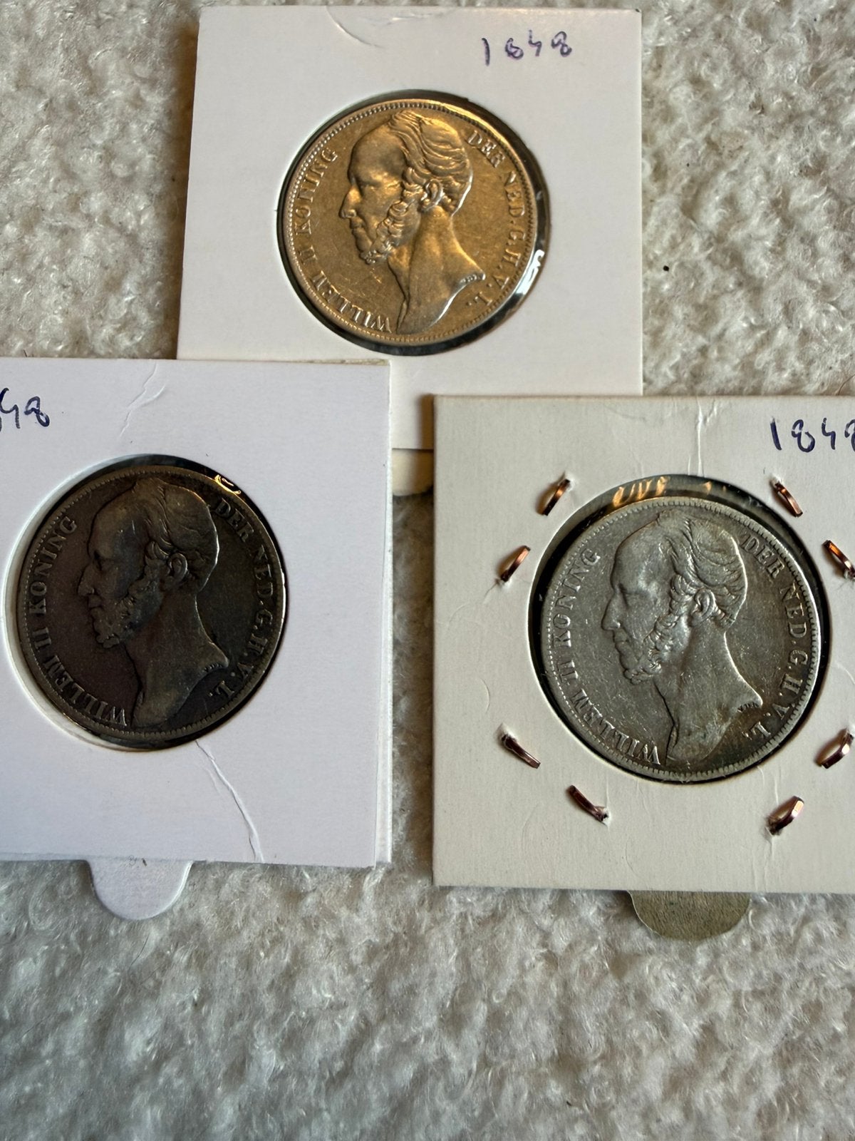 3 guldens Willem II, 1 gulden, Setje, Zilver, Ophalen of Verzenden
