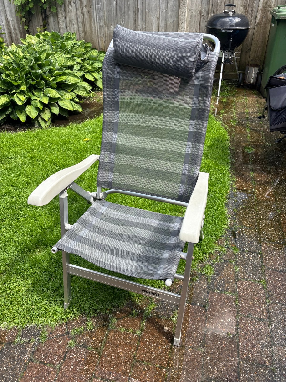 Verstelbare tuinstoel/ligstoel - Grijs, Ophalen, Gebruikt, Aluminium, Verstelbaar