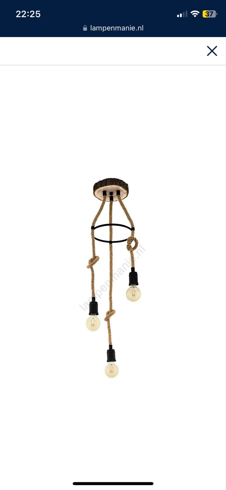 EGLO RAMPSIDE Vintage Hanglamp - Hout & Touw, Ophalen of Verzenden, Nieuw, Hout, E27 (groot)