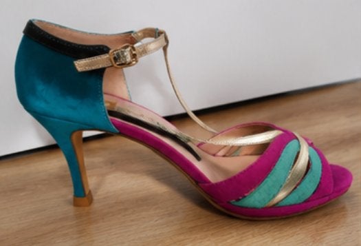 Kleurrijke Hakken met Goud / Fuchsia / Petrol – Maat 41, Kleding | Dames, Schoenen, Overige kleuren, Nieuw, Shoeby, Sandalen of Muiltjes