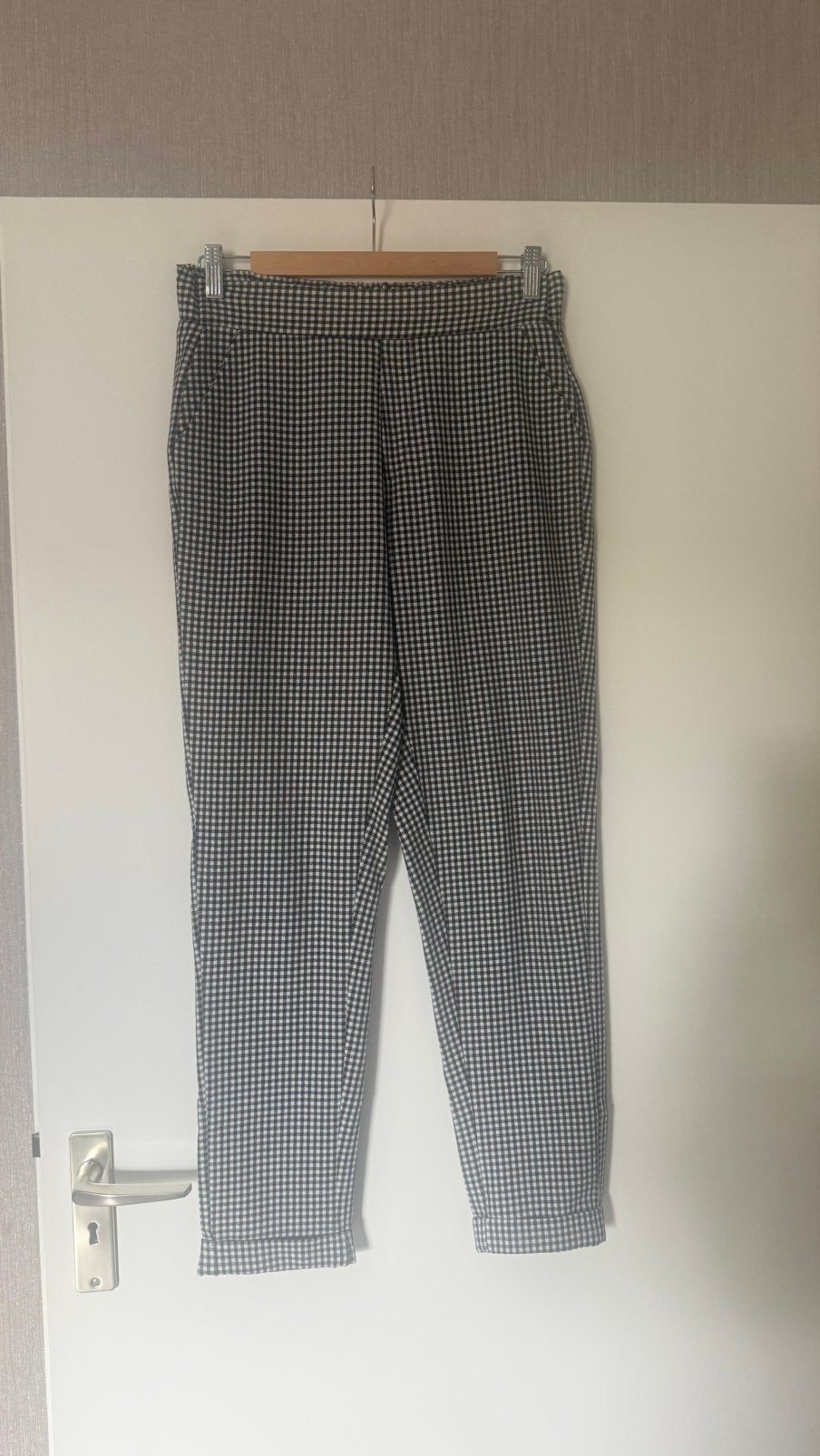 Costes, pied-de-poule broek, maat M, Maat 38/40 (M), Verzenden, Zwart, Zo goed als nieuw