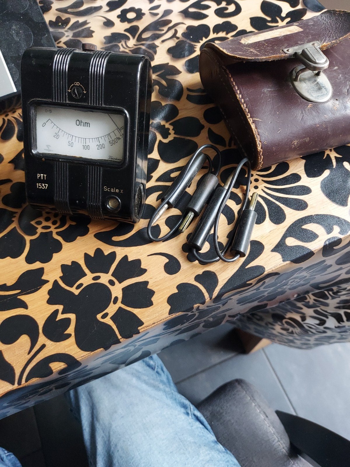Vintage PTT Ohmmeter uit de jaren '50 met tas en kabels, Ophalen of Verzenden