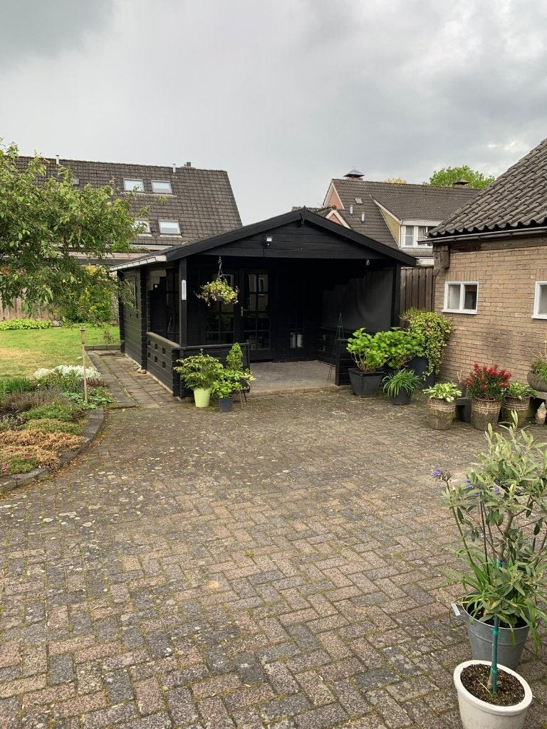 Te koop: houten tuinhuis, Tuin en Terras, Ophalen, 250 tot 500 cm, Met overkapping, Hout