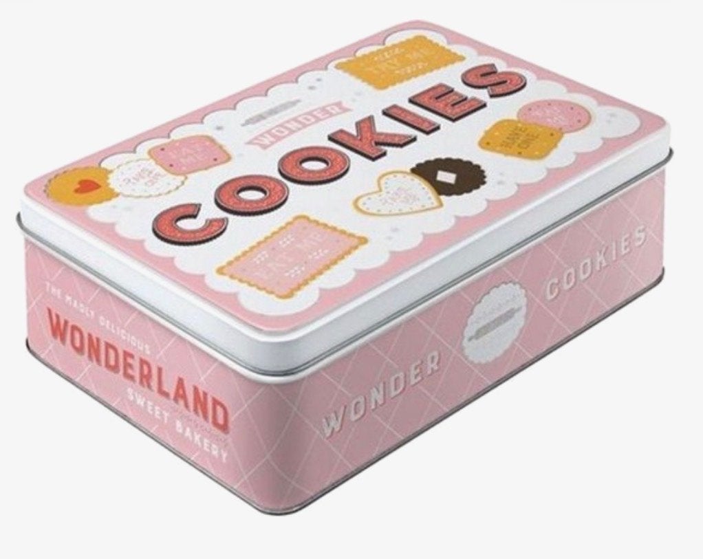 NIEUW: Koek trommel / Blik in Relief - Wonder Cookies, Huis en Inrichting, Nieuw, Roze, Ophalen of Verzenden, Metaal