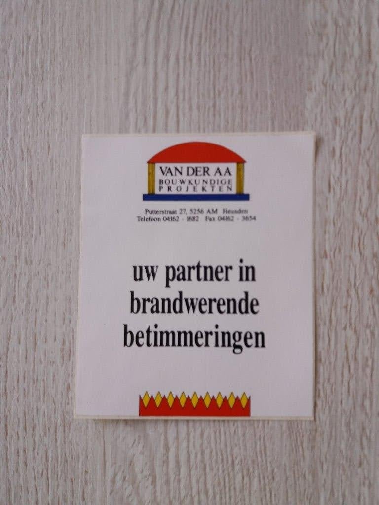 sticker VAN DER AA bouwkundige projekten te Heusden, Ophalen of Verzenden, Zo goed als nieuw, Bedrijf of Vereniging