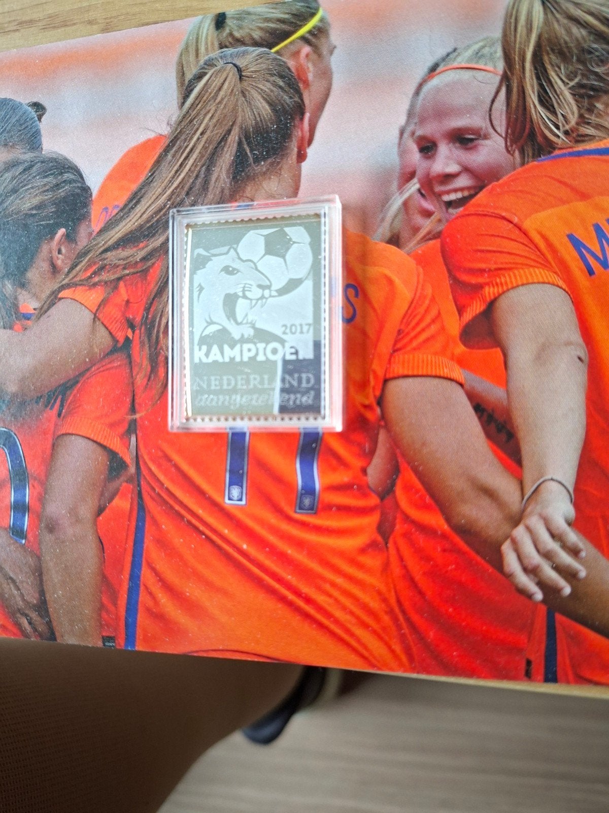 OranjeLeeuwinnen Kampioen 2017 - Boekje met postzegel, Verzenden, Onbekend, Zo goed als nieuw, Overige sporten