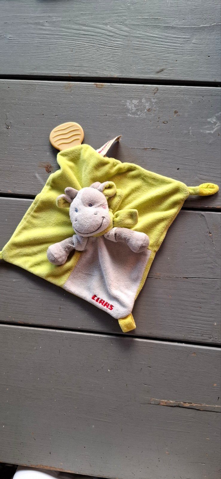 nicotoy simba koe doekje groen/grijs met speenlus, Ophalen of Verzenden, Zo goed als nieuw, Middelgroot (20 tot 80 cm), Meerkleurig