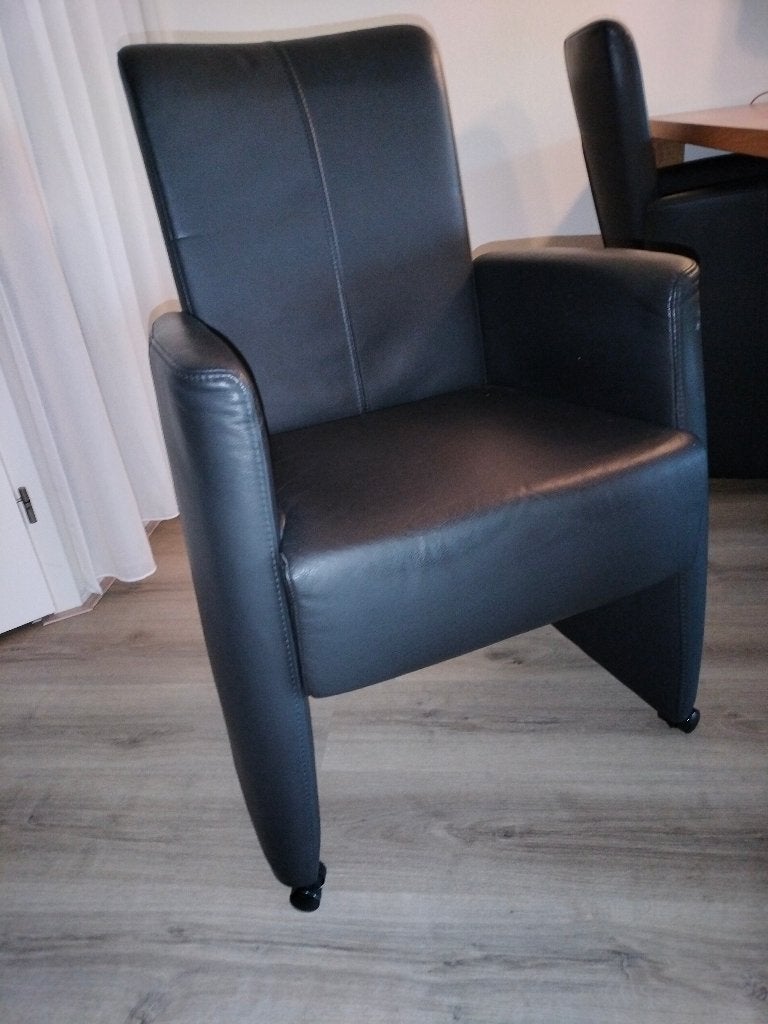 Eetkamerstoelen, Huis en Inrichting, Ophalen, Gebruikt, Zwart, Leer