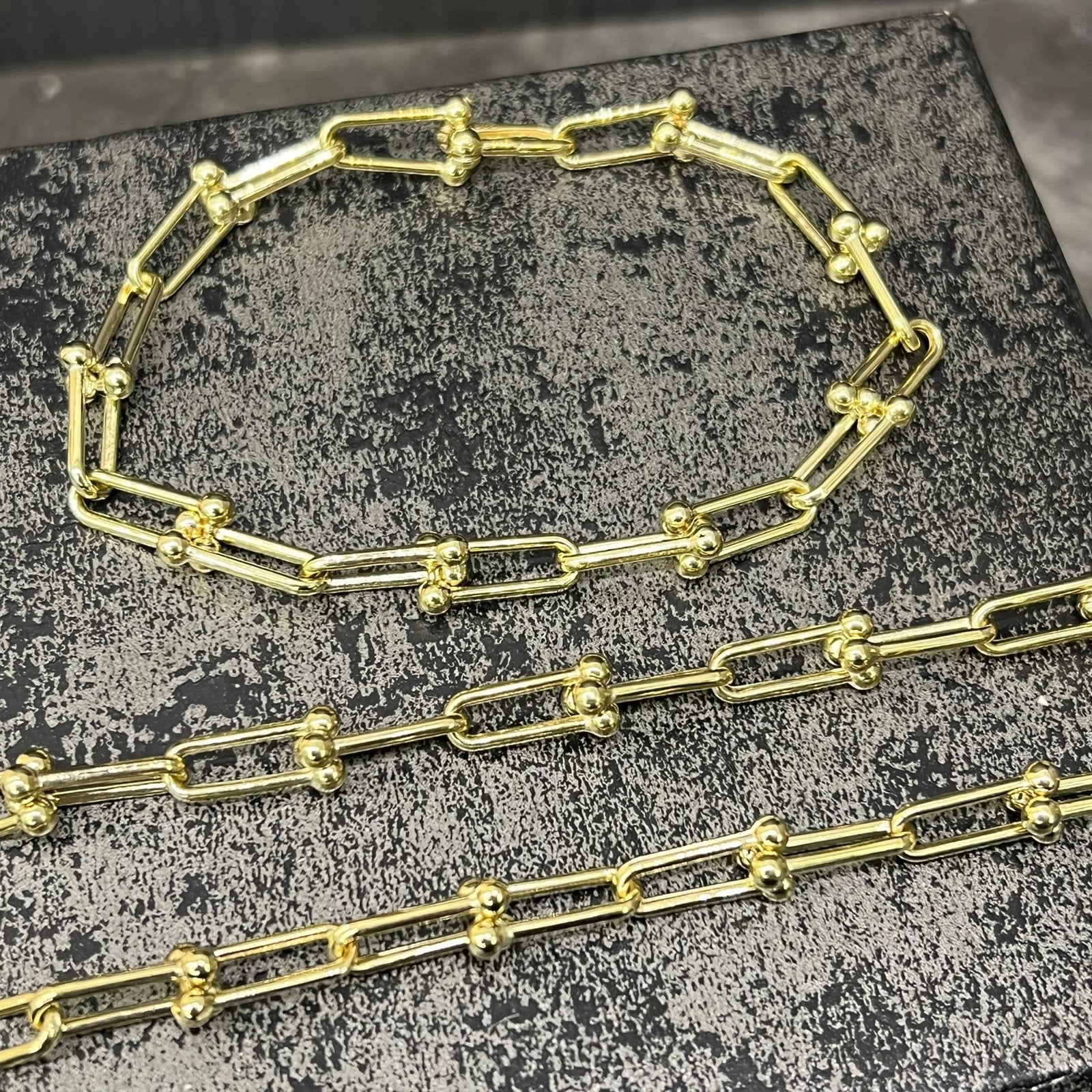 14 karaat gouden set ketting met armband nieuw, Ophalen of Verzenden, Nieuw, Goud