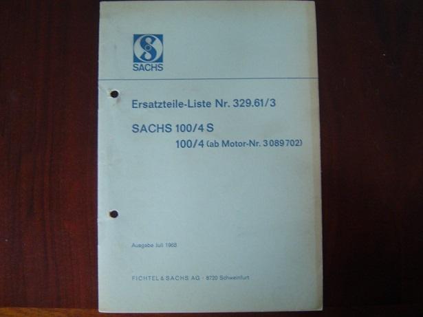 Sachs 100/4S 100/4 1968 motor ersatzteil liste, Motoren, Ophalen of Verzenden, Overige merken