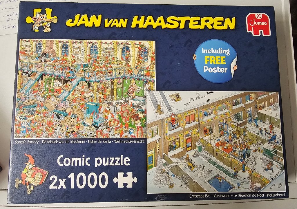 Jan van haasteren duo kerstpuzzel, Ophalen of Verzenden, 500 t/m 1500 stukjes, Zo goed als nieuw, Legpuzzel