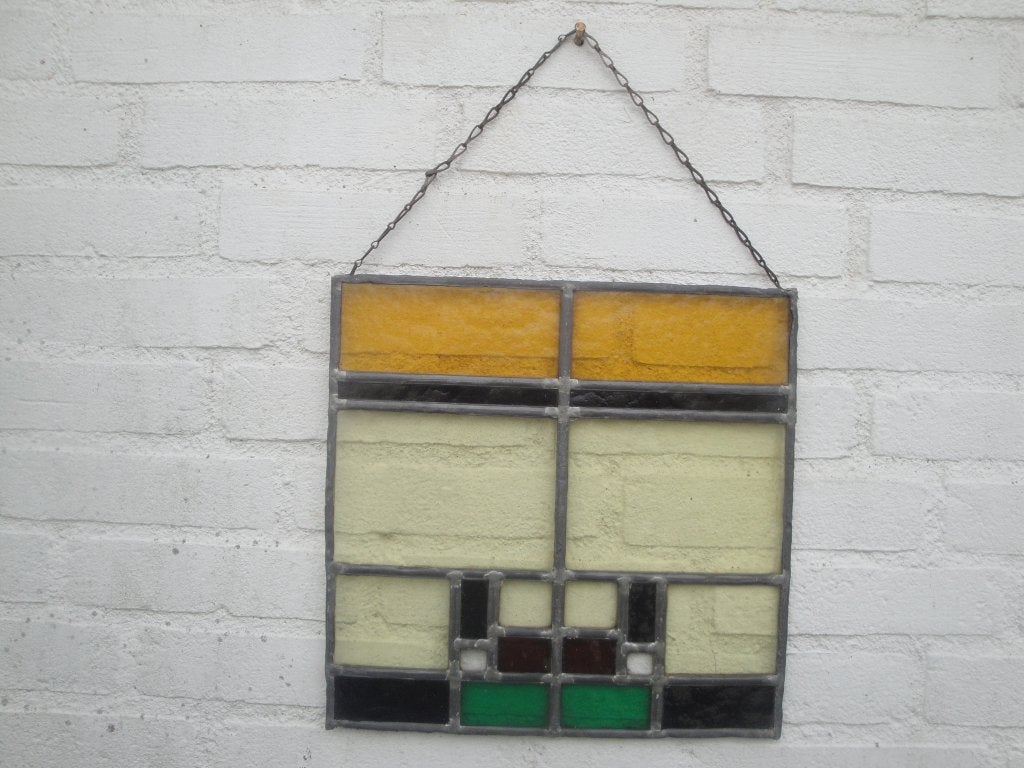 glas in lood raampje antiek, Antiek en Kunst, Ophalen of Verzenden