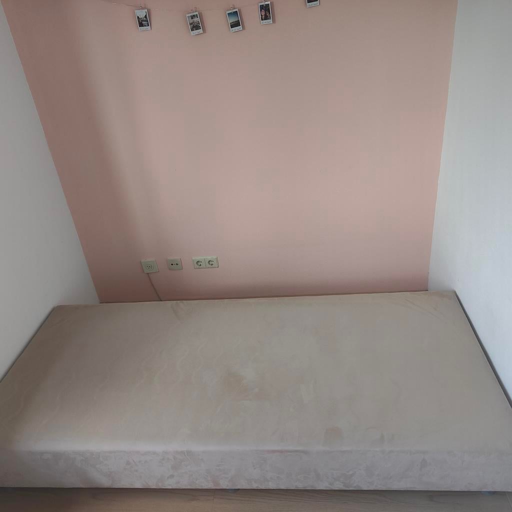 Boxspring 90x200 licht oudroze, Huis en Inrichting, Slaapkamer | Boxsprings, Ophalen, 90 cm, Eenpersoons, Beige