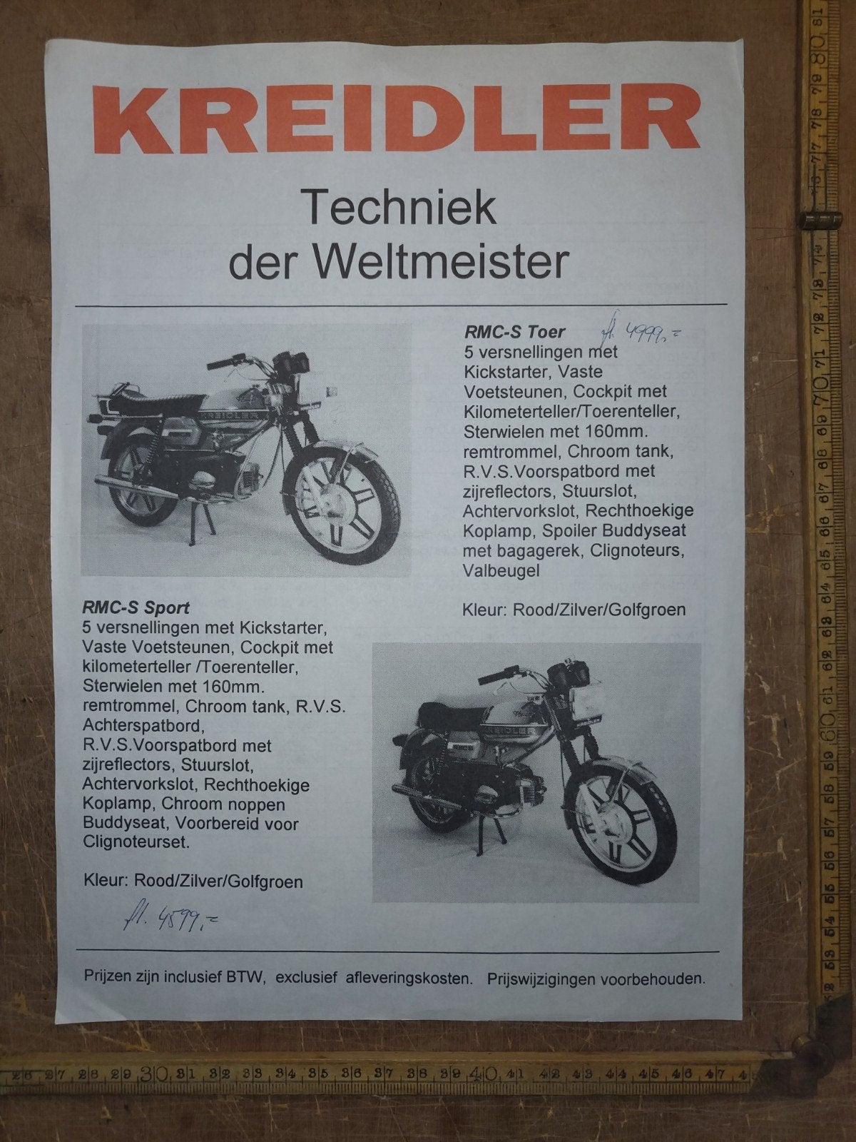 Brochure Kreidler RMC, Fietsen en Brommers, Ophalen of Verzenden, Gebruikt