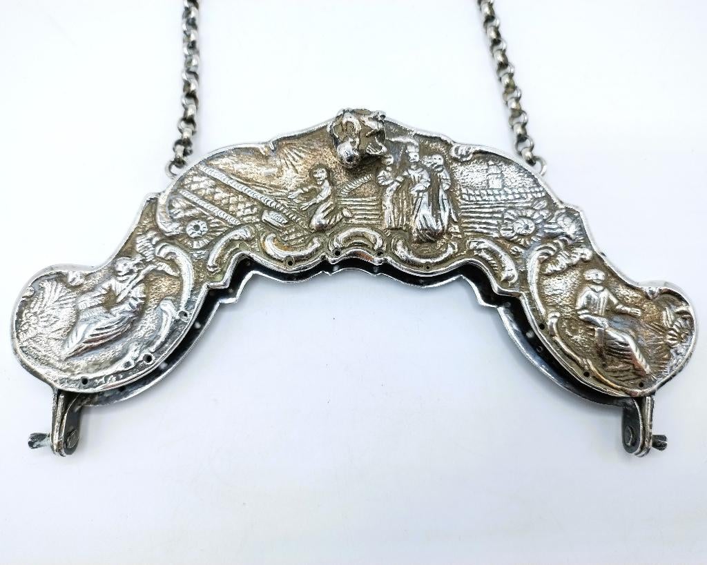 Zilveren tasbeugel met Mozes, W. Edeling, Schoonhoven, 1916, Verzenden, Zilver