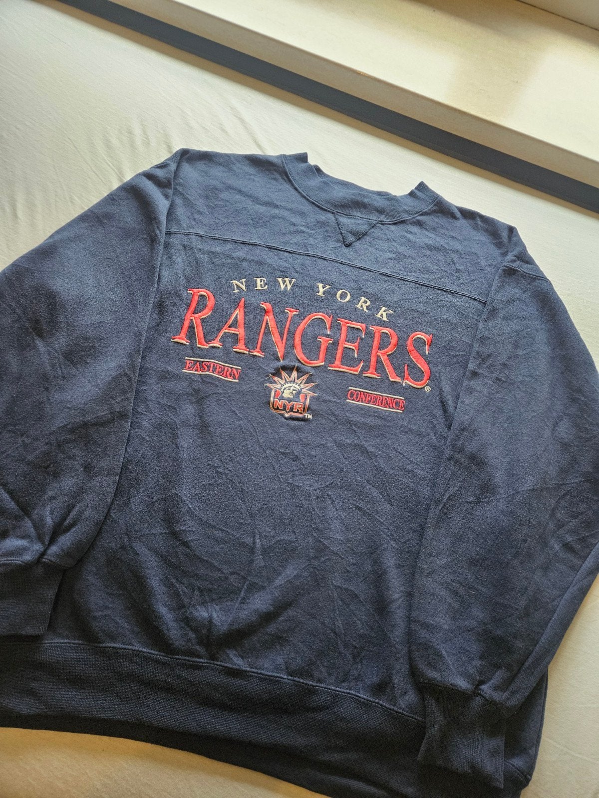 Vintage Lee Sport New York Rangers Sweatshirt Maat L, Kleding | Heren, Truien en Vesten, Maat 52/54 (L), Blauw, Ophalen of Verzenden