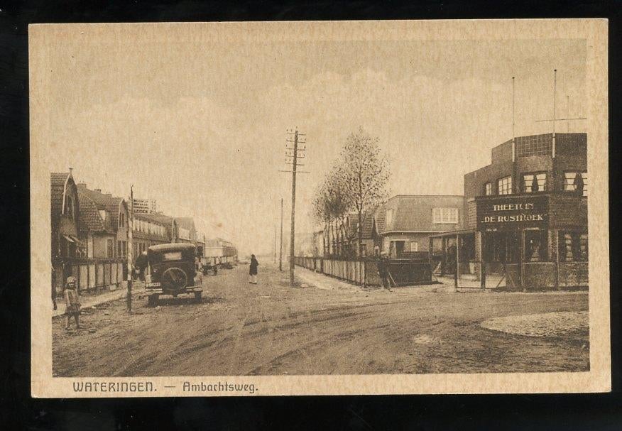 1915 Wateringen auto in de Ambachtsweg Theetuin Rustbroek, Ophalen, Voor 1920, Zuid-Holland