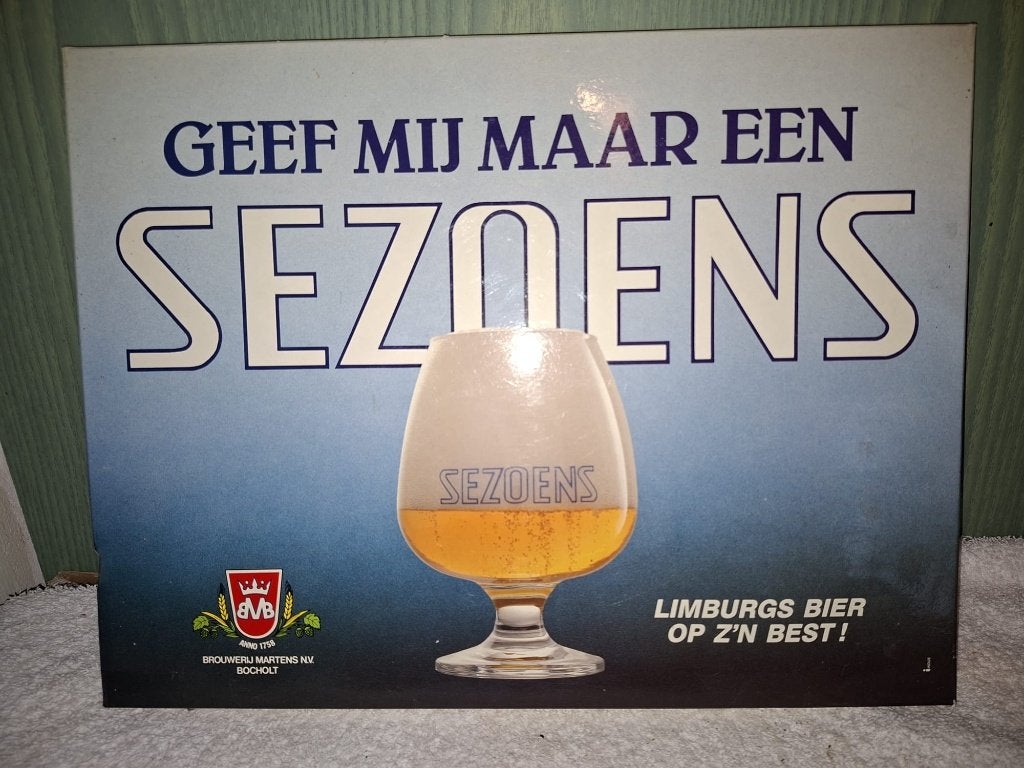 reclame plaat Sezoens, begin 2000, Verzamelen, Ophalen of Verzenden, Nieuw, Reclamebord