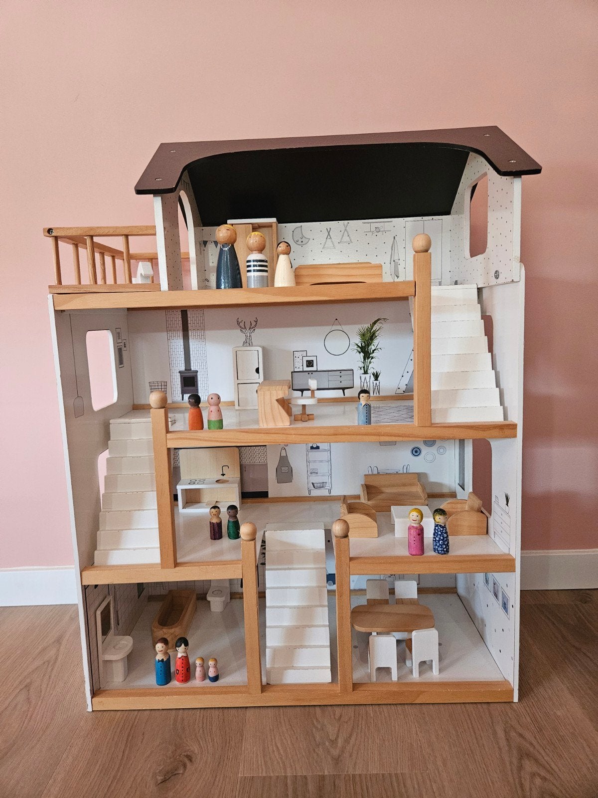 Petite Amelie poppenhuis inclusief meubels en poppetjes, Ophalen, Gebruikt, Poppenhuis