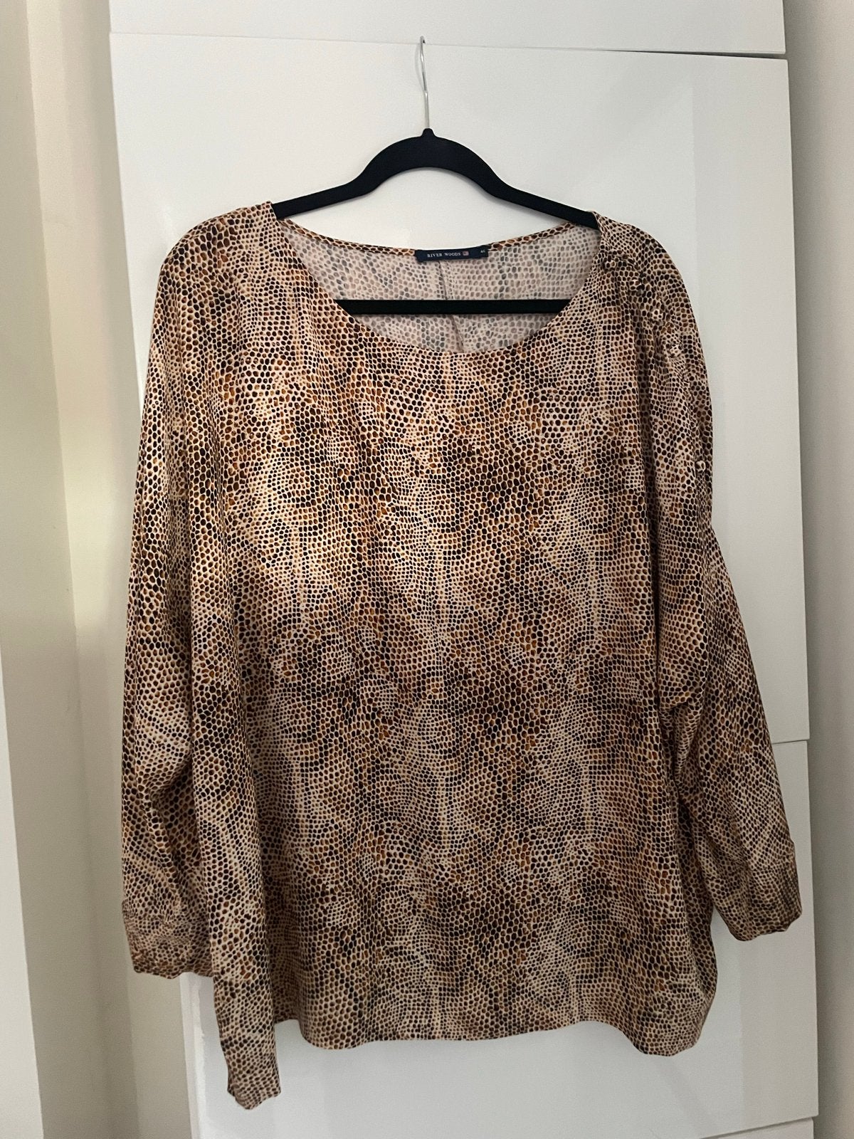 Nieuwe River Woods Blouse met Dierenprint - Maat 46, Kleding | Dames, Ophalen of Verzenden, Nieuw, Maat 46/48 (XL) of groter, Bruin