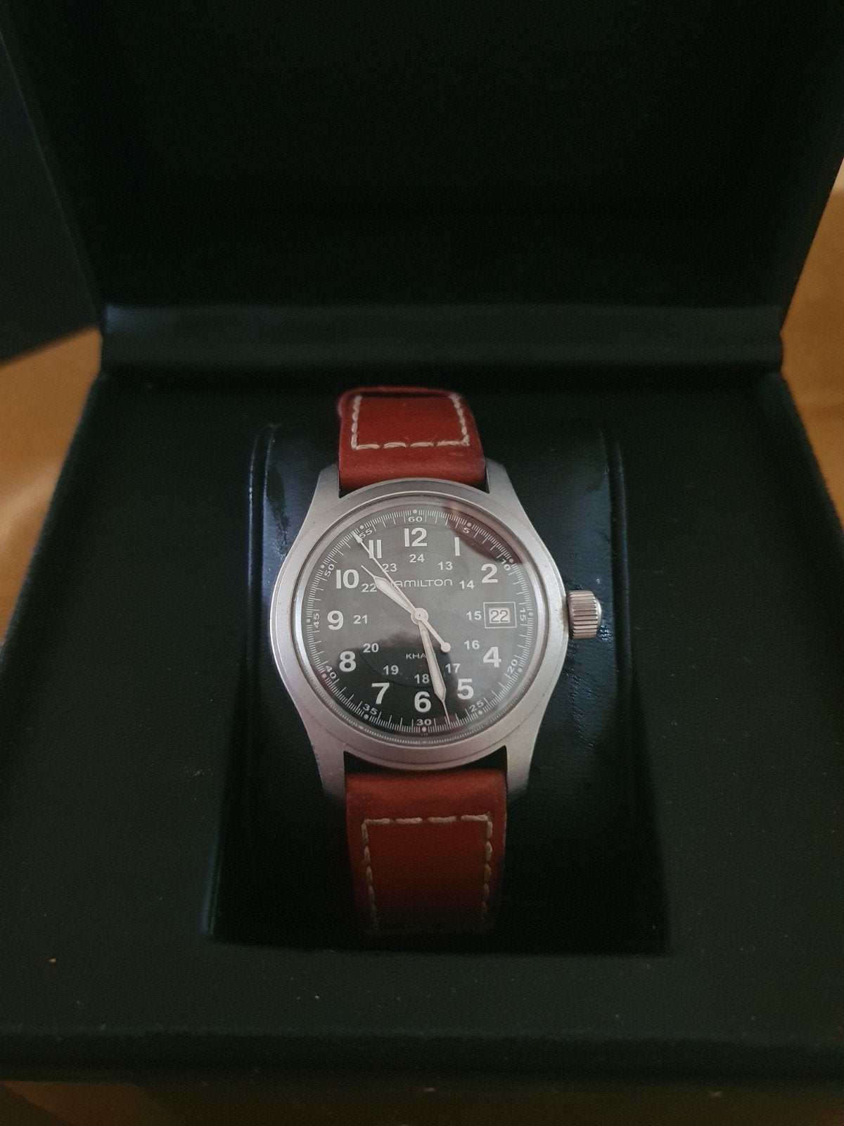 Hamilton Khaki Field Quartz 38mm - Nieuwstaat, Overige merken, Leer, Staal, Polshorloge