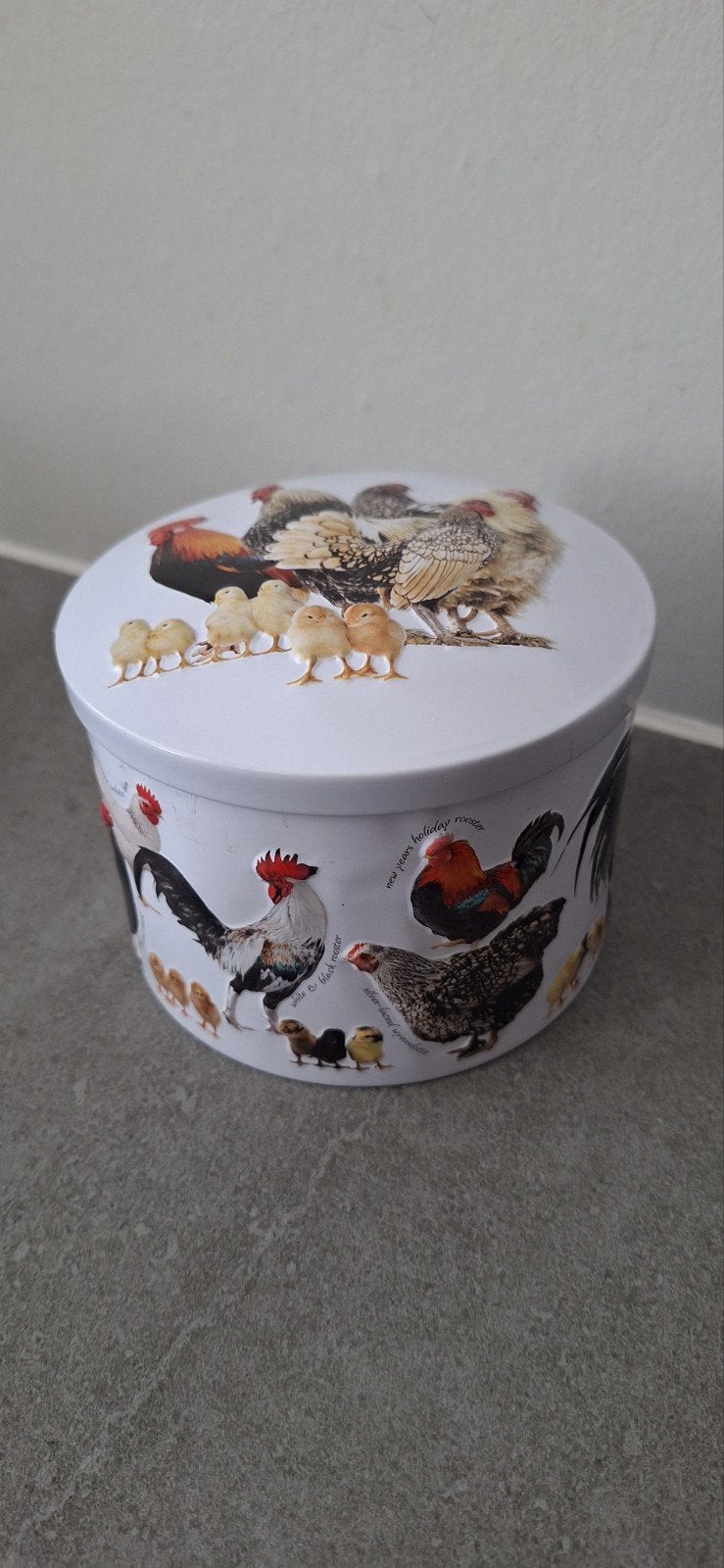 Opbergblikje met kippen print, Meerkleurig, Nieuw, Ophalen of Verzenden, Landelijk